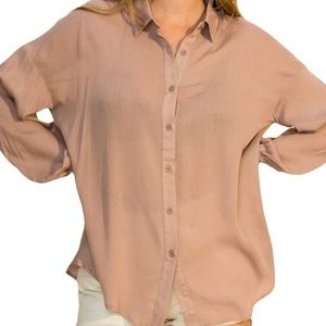 HYFVE Mauve Crinkle Fabric Poet Style Button Front Blouse S
